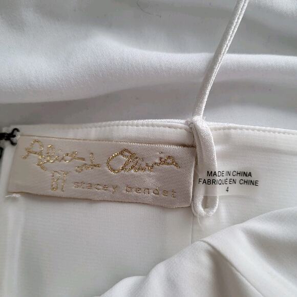 $1800 Alice + Olivia Milany Feather Mini White dress Sz 4 Small Bridal Wedding - Picture 13 of 16